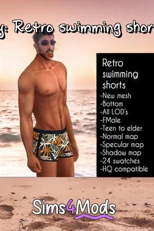 SIMS 4 CC RETRO SWIMMING SHORTS