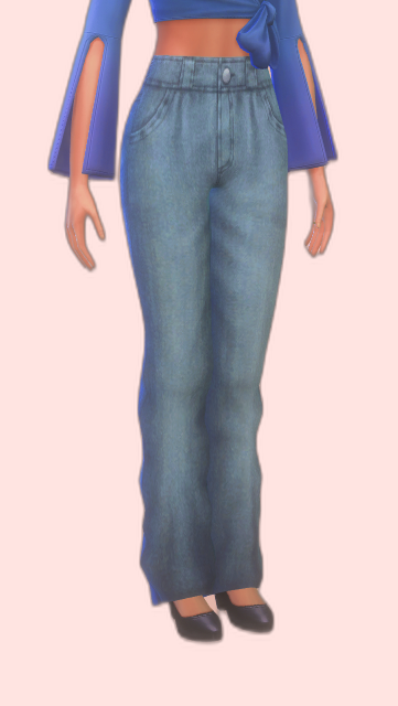 Abigail Baggy Jeans - Sims 4 Cc - Sims 4 baggy denim jeans, detailed.