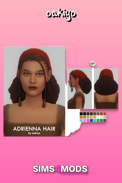 Adriana Hair - Sims 4 hair, diverse styles, color-changing.