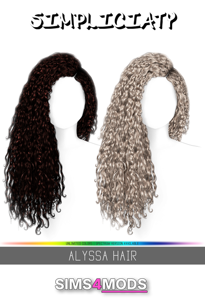 Alyssa Hair - Realistic curly Sims hair, customizable.