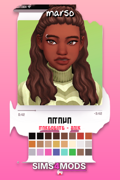 Amaya Hair For Sims 4 - Cool curls, updos, many colors.