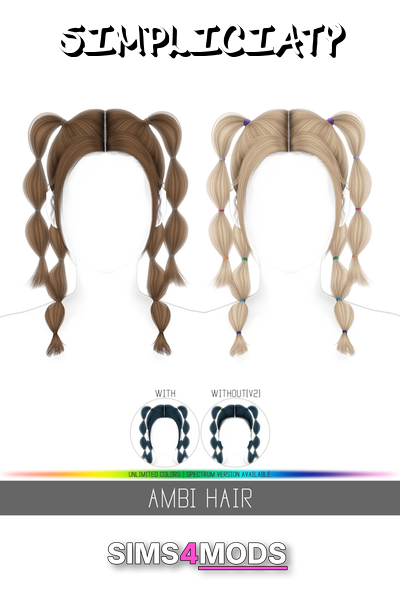 Ambi Hair - Trendy double pigtails, edgy buns, many colors.