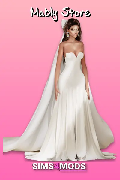 Bridal Dress - Elegant, sophisticated Sims 4 wedding dress.