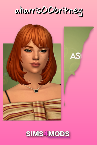 Ashley's Adorable Auburn Bob - Cute auburn bob, Sims 4 hair.