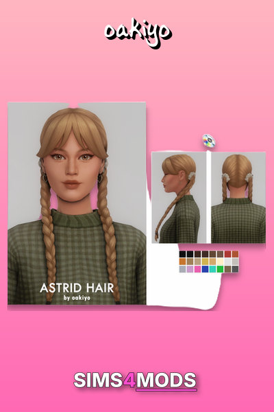 Astrid Hair - Natural braids, versatile, cool Sims 4 hair