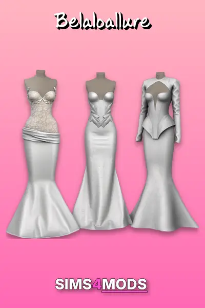 Belaloallure Timeless Elegance Wedding Dresses Cc - Modern, stylish wedding dresses for Sims.