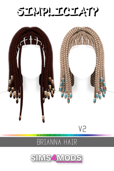 Brianna Braided Hair - Colorful braided, detailed hair.