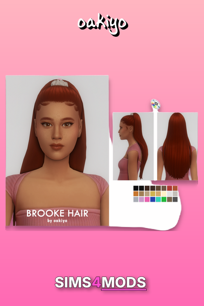 Brooke Hair - Cute, trendy ponytail, diverse colors.