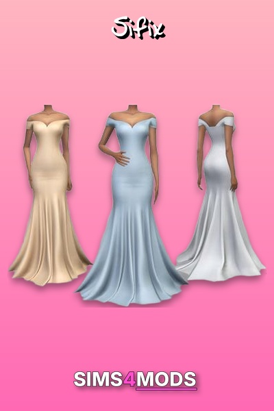 Chantal Dress - Sims 4 wedding dress CC, beautiful options.