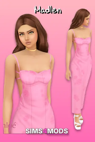 Chloe Dress - Elegant pink Sims 4 wedding dress