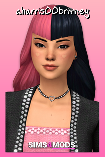 Draculaura Hair - Pink/black trendy Sim hair