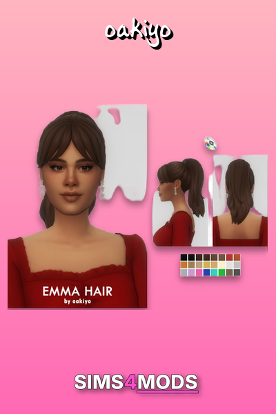 Emma Hair - Cute, stylish, ponytail, bangs, sim hair