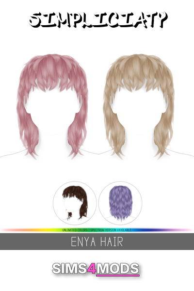 Enya Hair - Short, wavy, colorful Sims hair