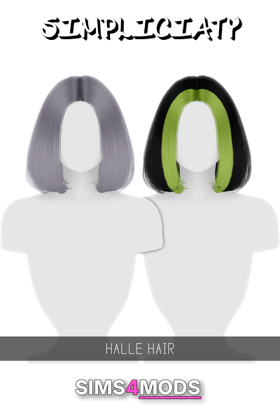 Halle Hair Two-tone Toddler - Bold lime green bob for Sims