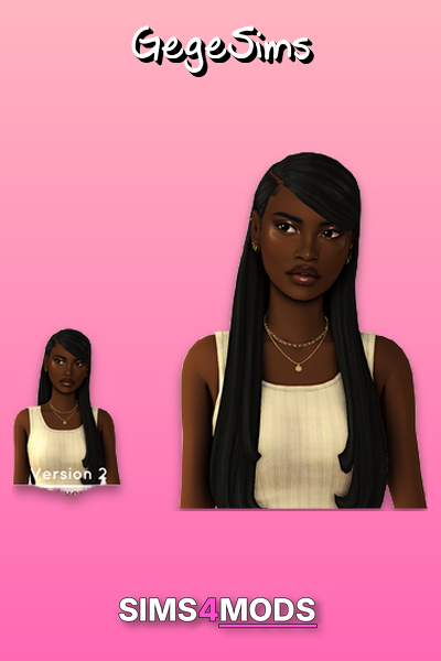 Imani Hair - Long, dark, natural Sims 4 hair