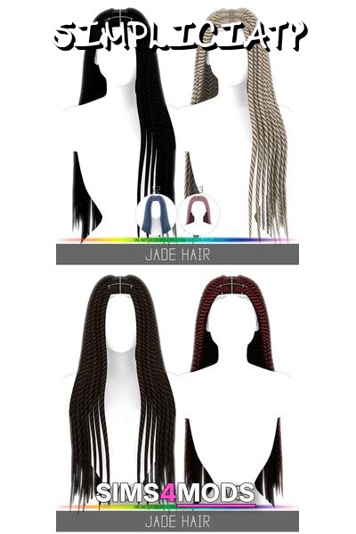 Jade Hair - Long braids, customizable colors, easy style.