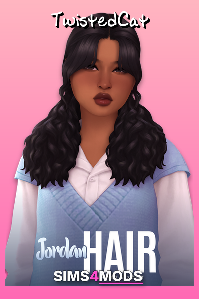 Sims 4 Jordan Hair - Realistic Curls - Realistic, natural Sims 4 curls.