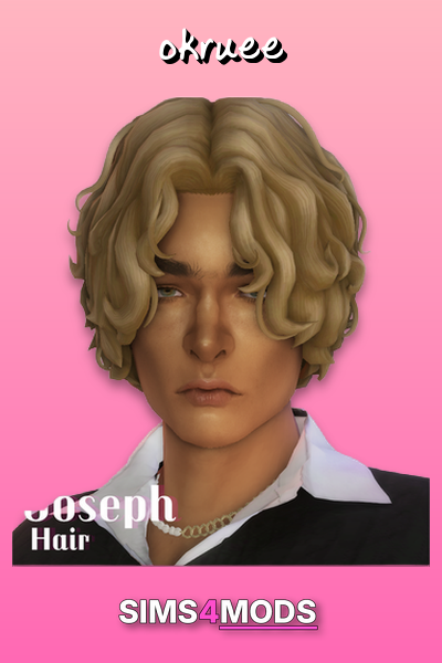 Joseph Hair - Stylish, wavy, versatile Sims hair.