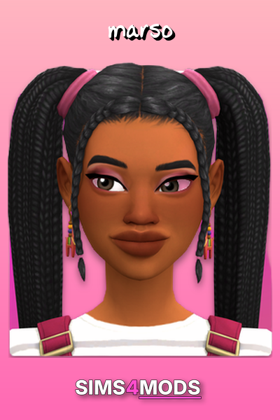 Kabibe Hair - Cute, realistic braids, pink ties.