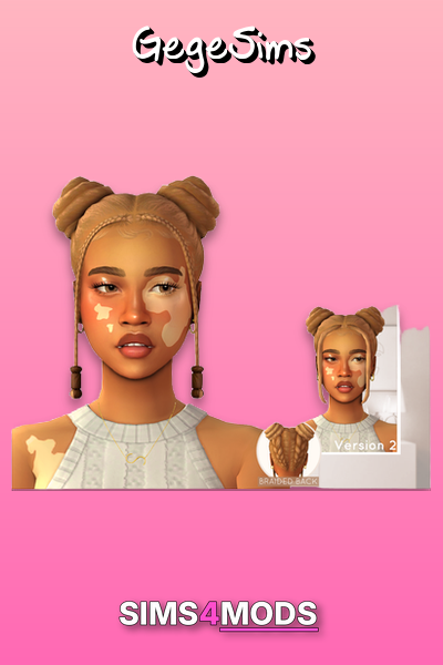 Kaira Hair - Cute double-bun braids, elegant Sims hair CC