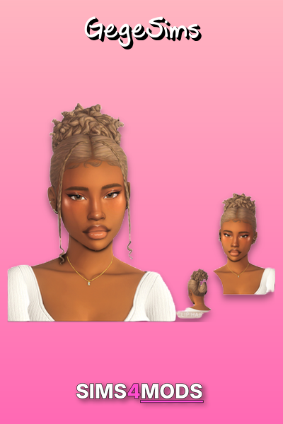 Kelly Hair - Cute, intricate braided bun, Sims 4 hair CC