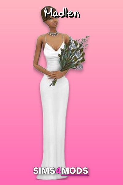 Lina Wedding Dress - Elegant, simple, Sims 4 wedding dress