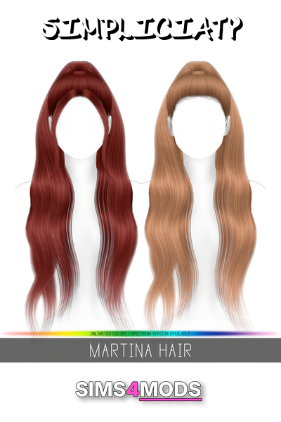 Martina Hair - Long wavy, colorful, smooth hair.