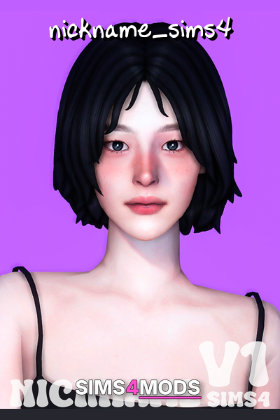 Maxis Match F011 V1 Hair - Cute, short, textured, natural style.