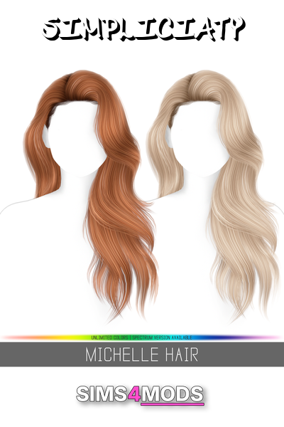 Michelle Hair - Realistic, flowing, customizable hair.