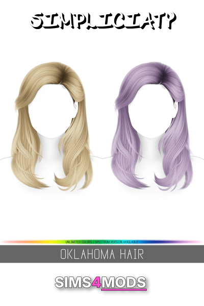 Oklahoma Hair - Trendy, colorful, Sims 4 hair