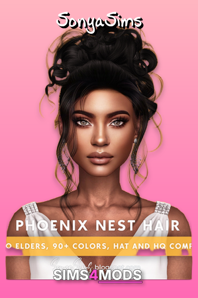 Phoenix Nest Hair - Free - Sims 4 hair, high quality, bun styles