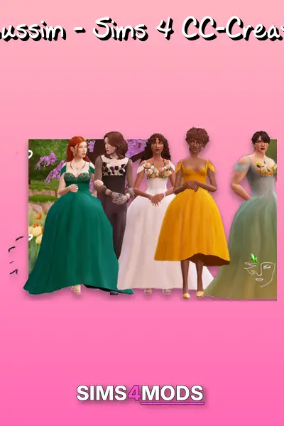 Poppy Wedding Dresses - Sims 4 wedding dresses, diverse, floral.