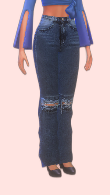 Distressed Jeans (sims 4) - Sims 4 distressed, relaxed, knee rips.