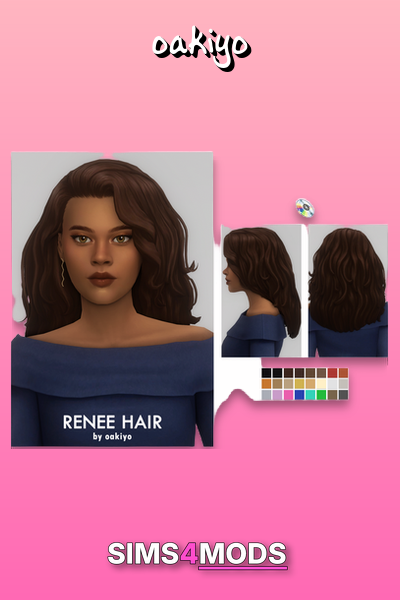 Renee Hair - Realistic Sims 4 hair, many colors.