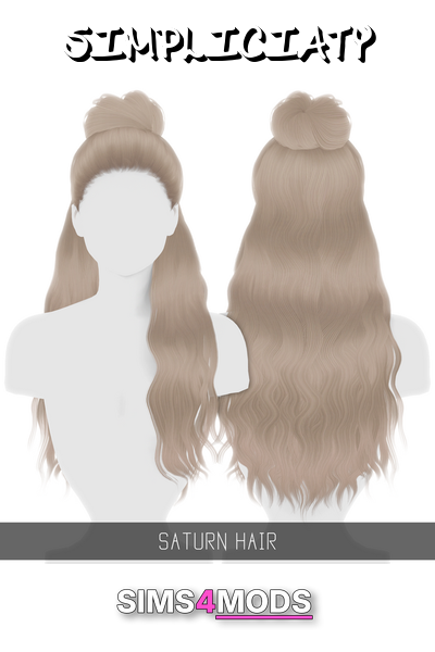 Saturn Hair - Sims 4 wavy, easy, bun style