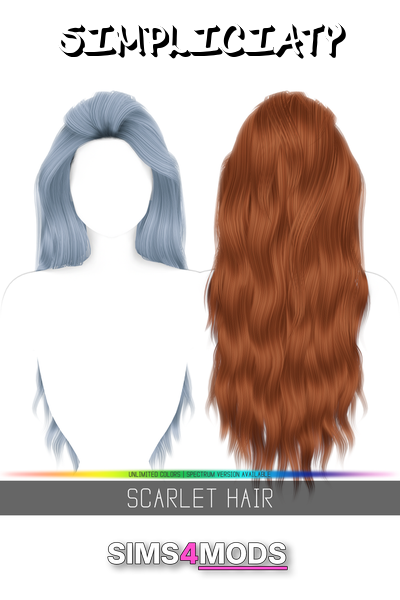 Scarlet Hair - Two-tone, wavy, realistic hair.