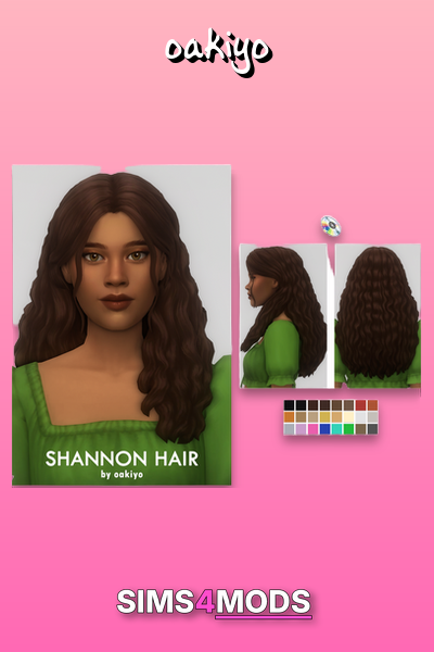 Shannon Hair - Cute, natural curls, various colors.