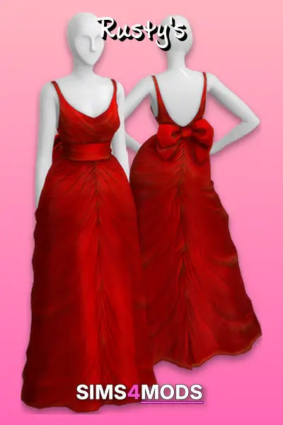 Red Bow Gown (25 Colors) - Stunning, vintage, red wedding dress.