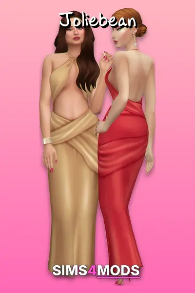 Sims Spice And Everything Nice Trophy Wife Dress By Joliebean - Elegant gold/red wedding dresses.