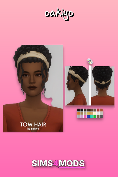 Tom Hair - Cute curly updo, trendy bandana.