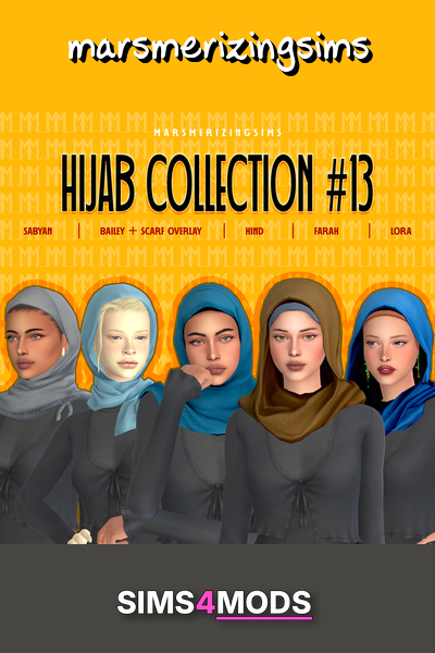 Hijab Collection 13 - August 10th - Sims 4 hijab styles, comfy & stylish