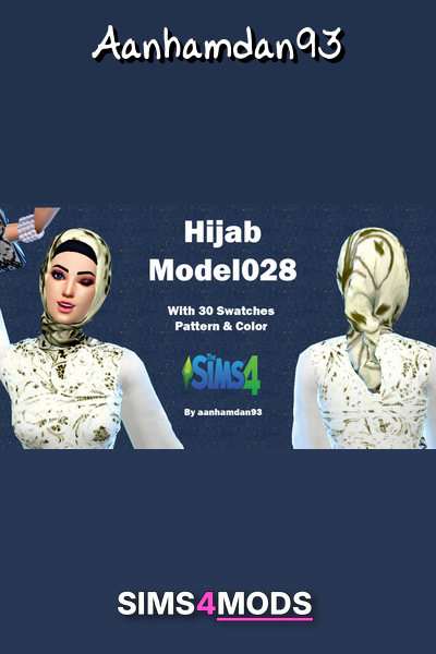 Hijab Model 028 Winnie Batik Long Dress - Sims 4 Hijab, 30 swatches