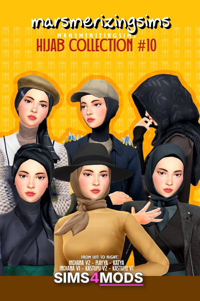 Hijab Collection Update - Stylish Sims hijabs, various styles.