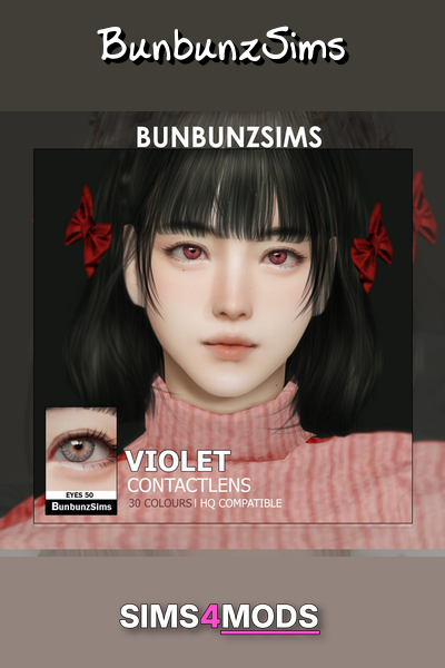 Violet Eyes 30 Colors - Realistic Sims 4 Korean eyes CC