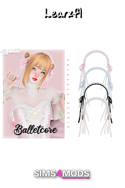 Balletcore Ribbon Headbands (16 Items) - Cute Hello Kitty-inspired headbands.