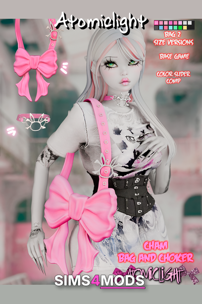 Hello Kitty Bow Bag And Choker - Kawaii CC for Sims 4