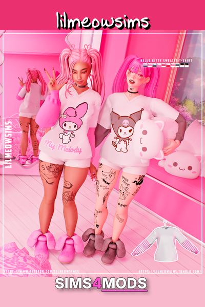 Hello Kitty Sweater T-shirt - Cute Hello Kitty Sims 4 CC