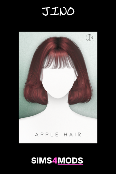 Jino Hair N3 Apple Bob - Short, burgundy bob with bangs.
