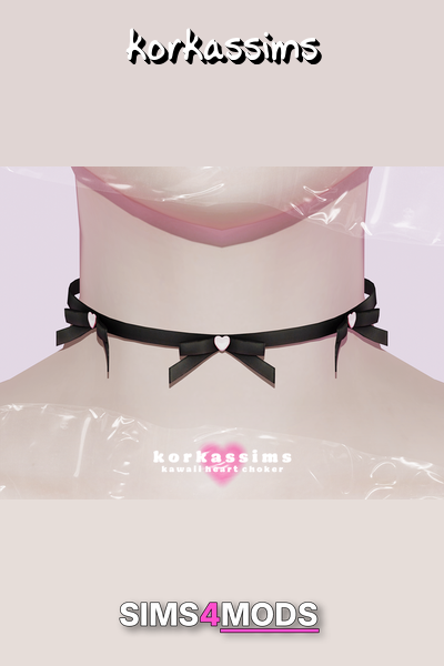 Heart Choker - Delicate, kawaii, black choker.