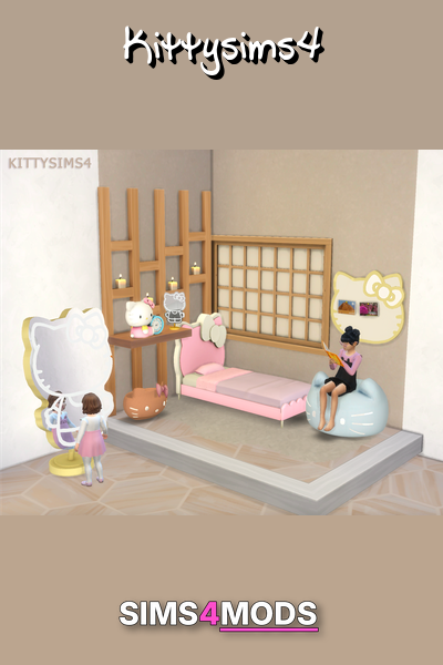 Hello Kitty Sims 4 Set - Kawaii room decor set.
